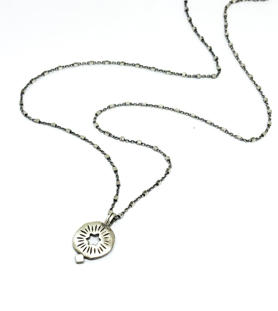 Silver Rising Star Of David Necklace