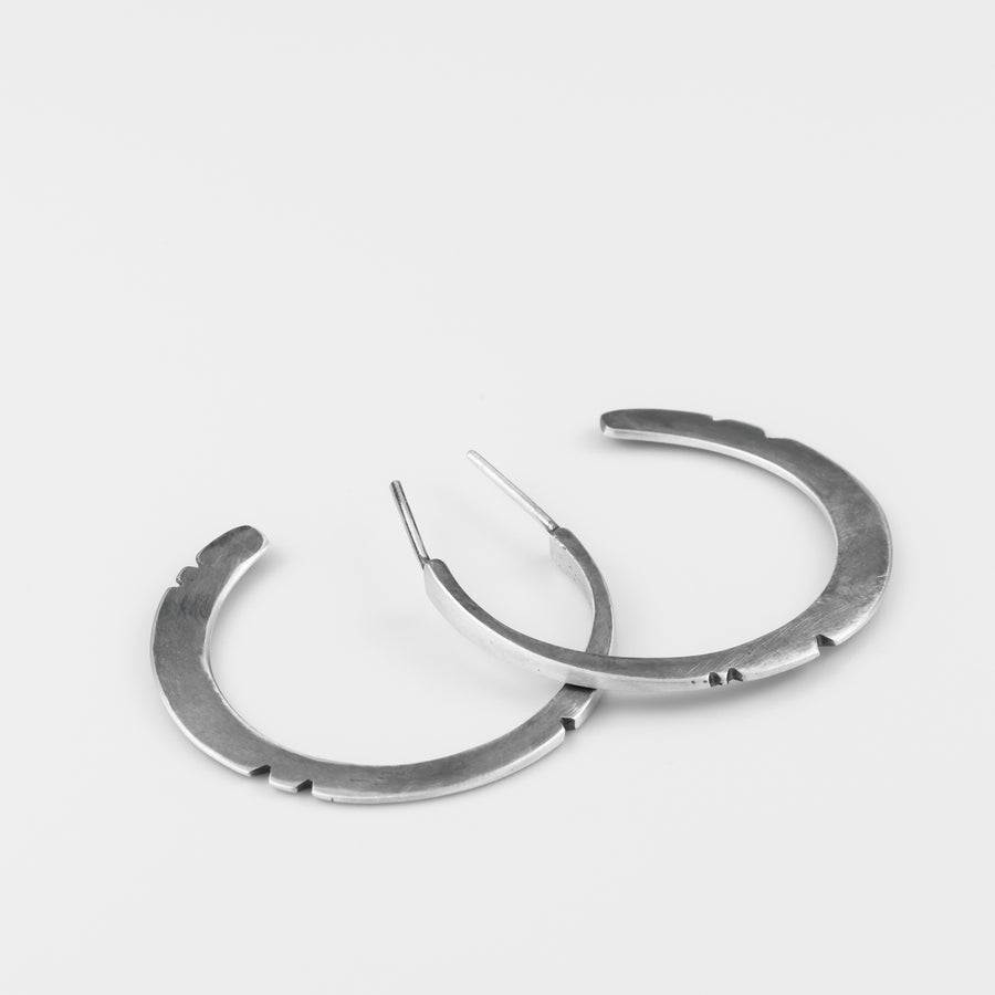 Cut And Flat Hoop Earrings- Large
