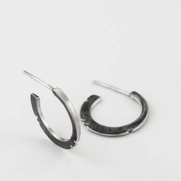 Cut And Flat Hoop Earrings- Small